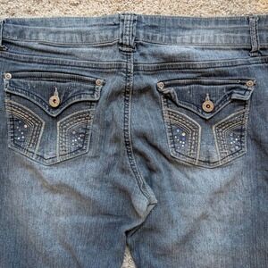 Bongo Womens Jeans Dark Wash Distressed Bootcut Size 11